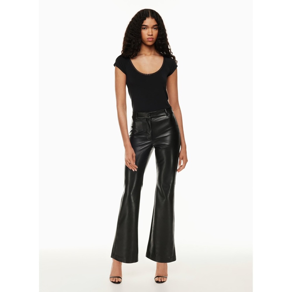 Wilfred Cabaret Pant Vegan Leather High Rise Flare Black Size 12 103470